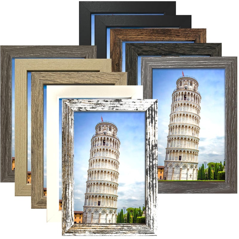 SESEAT 4x6 Picture Frame Set of 10, Wall and Tabletop Display, Mix Multi Color - Image 1